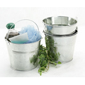 Silver Round W/ Top Handle & Hard Liner Galvanized Pails (10"x8 1/2")